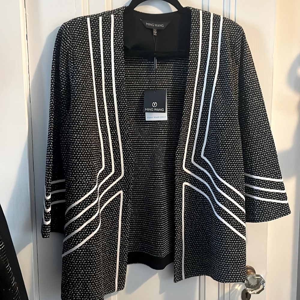 NWT Ming Wang Black/White Cardigan